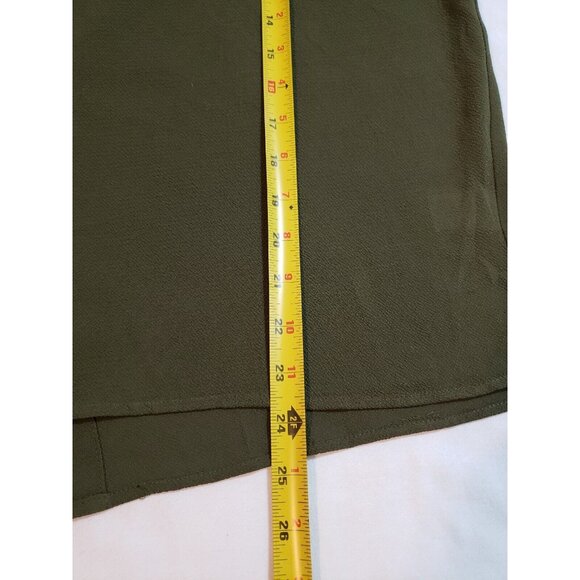 Sky Plus Womens Olive Button-Back 2X Blouse With Pocket & Shoulder Detail - Picture 13 of 14